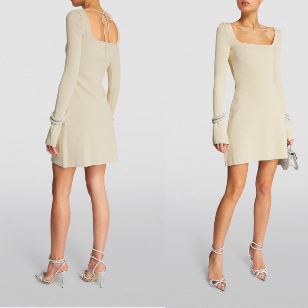 Mach & Mach Crystal Bracelet Rib Knit Dress